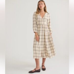 Marine Layer Maeve Maxi Dress Cream Windowpane Size Large